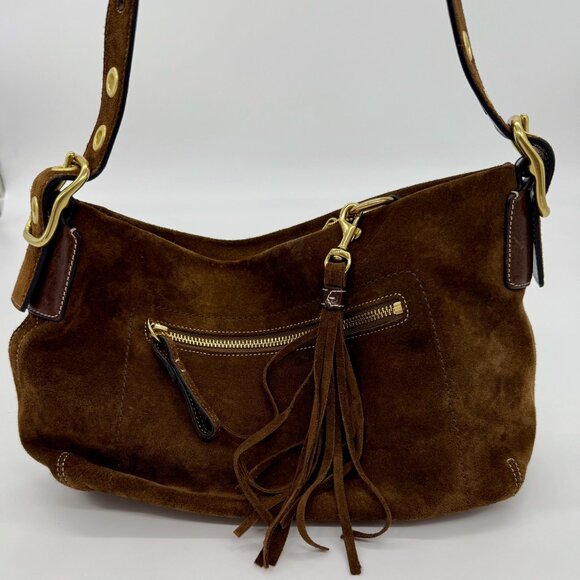 Coach Vintage 1421 Brown Soho Demi Shoulder Bag Fringe Suede - Picture 10 of 12
